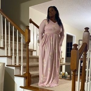 Castle Rose Boutique Soft V-Neck Floral Maxi Dress